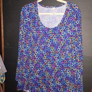 Lularoe Lynnae Plus Size 2XL  Hi Lo Tunic Top Geometric Print Colorful